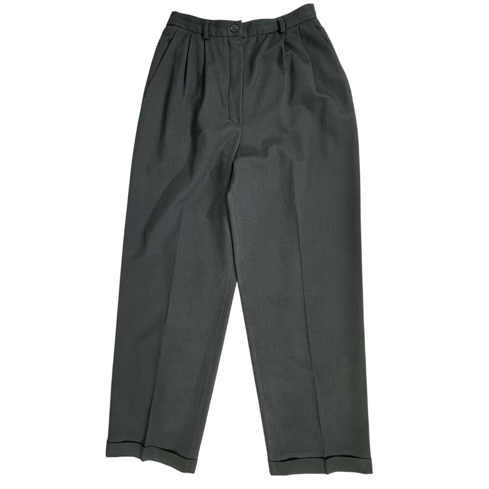 Pendleton Trousers 8 (26x28.5) Black High Rise Wool Lined Cuffed Pleated Tapered